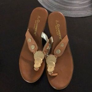 Gold and Tan Sandals